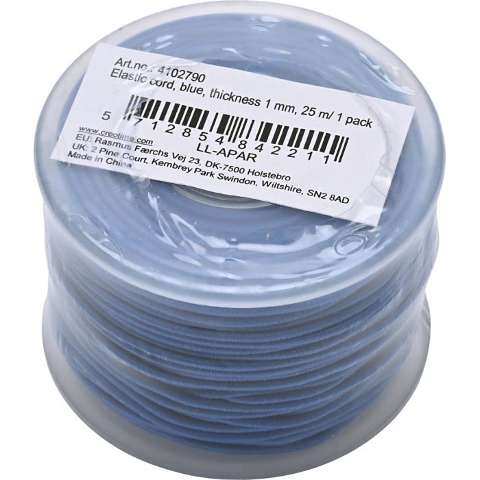 Cordon élastique, ép. 1 mm, bleu, 25 m/ 1 rouleau