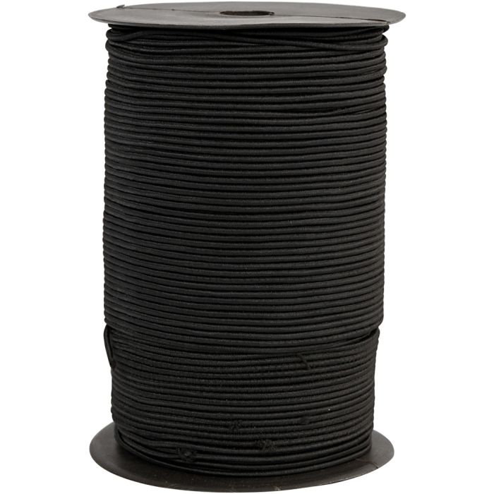 Cordon élastique, ép. 2 mm, noir, 250 m/ 1 rouleau