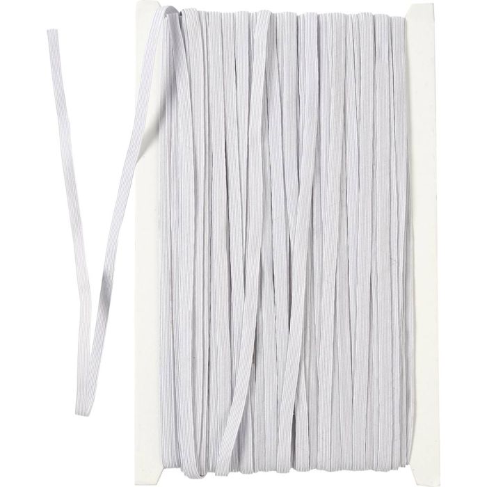 Ruban élastique, L : 6 mm, blanc, 50 m/ 1 rouleau