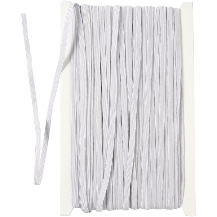 Ruban élastique, L : 6 mm, blanc, 50 m/ 1 rouleau