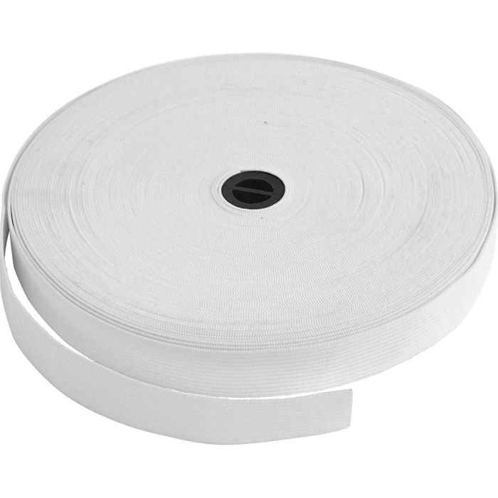 Ruban élastique, L : 20 mm, blanc, 25 m/ 1 rouleau