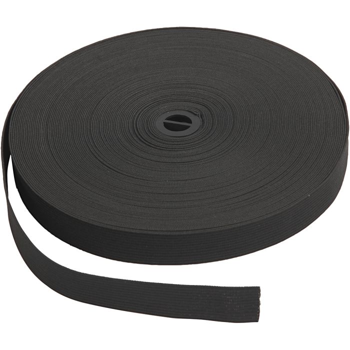 Ruban élastique, L : 20 mm, noir, 25 m/ 1 rouleau