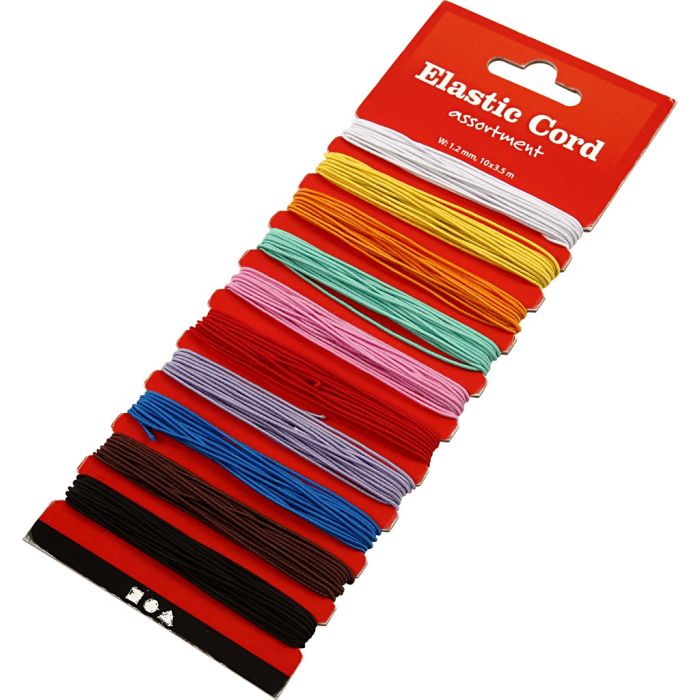Cordon élastique, ép. 1 mm, ass. de couleurs, 10x3.50 m/ 1 Pq.