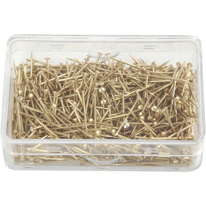 Epingles à tête, L : 16 mm, ép. 0,65 mm, ca. 500 pièce, or, 35 gr/ 1 Pq.
