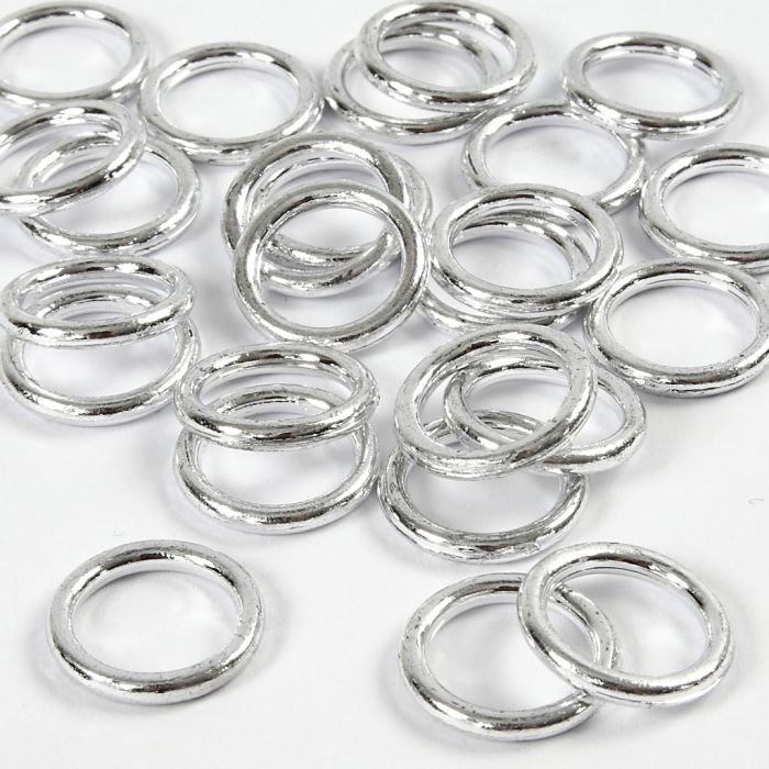 Bague en plastique, dim. 15 mm, ép. 2 mm, argent, 25 pièces/ 1 Pq.