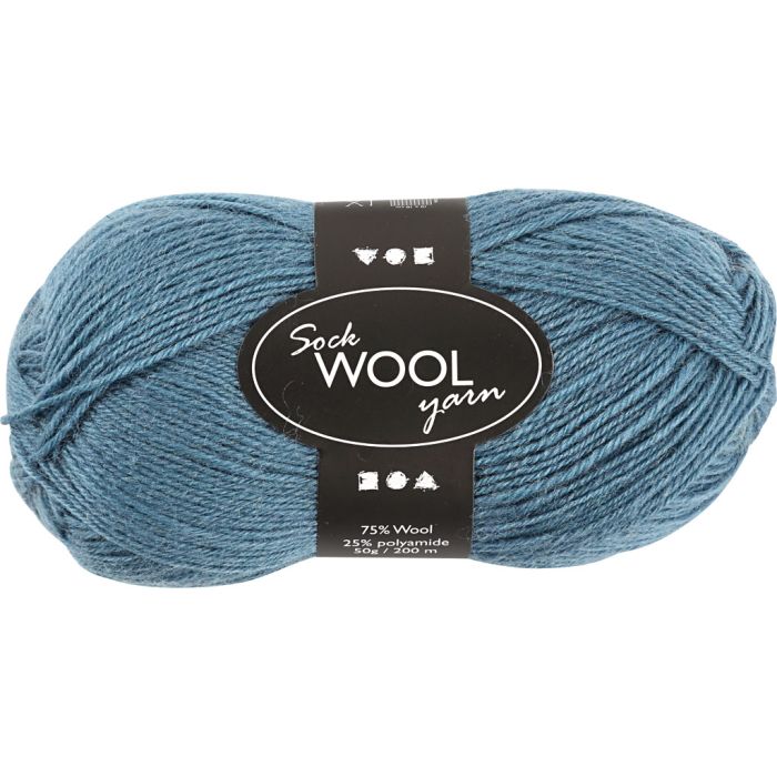 Pelote de Laine pour Chaussettes, L : 200 m, pétrole, 50 gr/ 1 boule