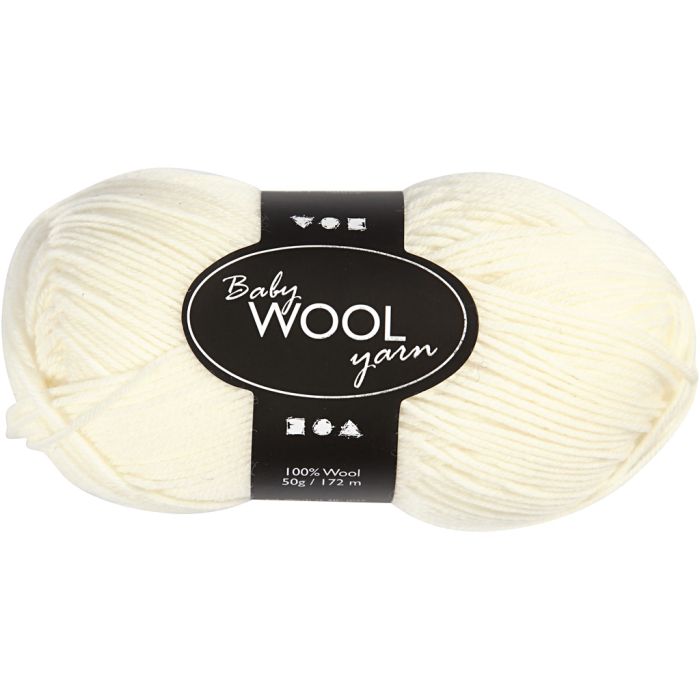 Laine pour Bébé, L : 172 m, crème, 50 gr/ 1 boule