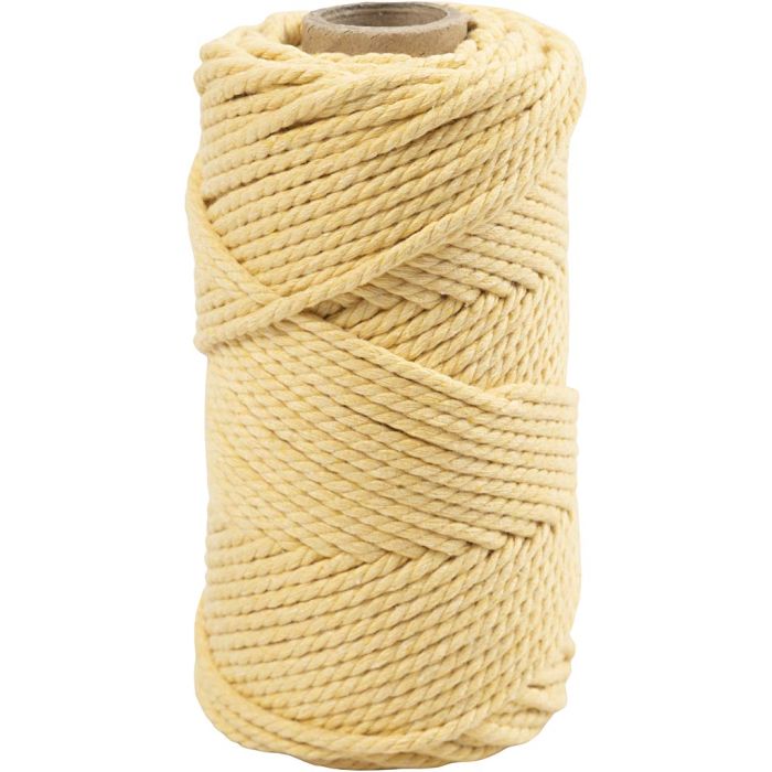 Cordon pour macramé, L : 55 m, d 4 mm, jaune clair, 330 gr/ 1 rouleau
