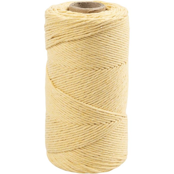 Cordon pour Macramé, L : 198 m, d 2 mm, jaune clair, 330 gr/ 1 rouleau