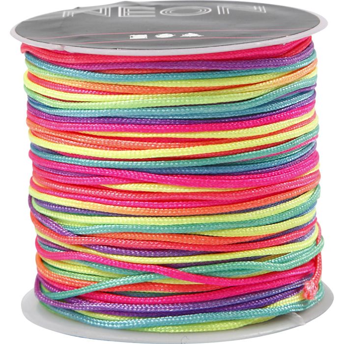 Cordon pour macramé, ép. 1 mm, couleurs néons, 28 m/ 1 rouleau