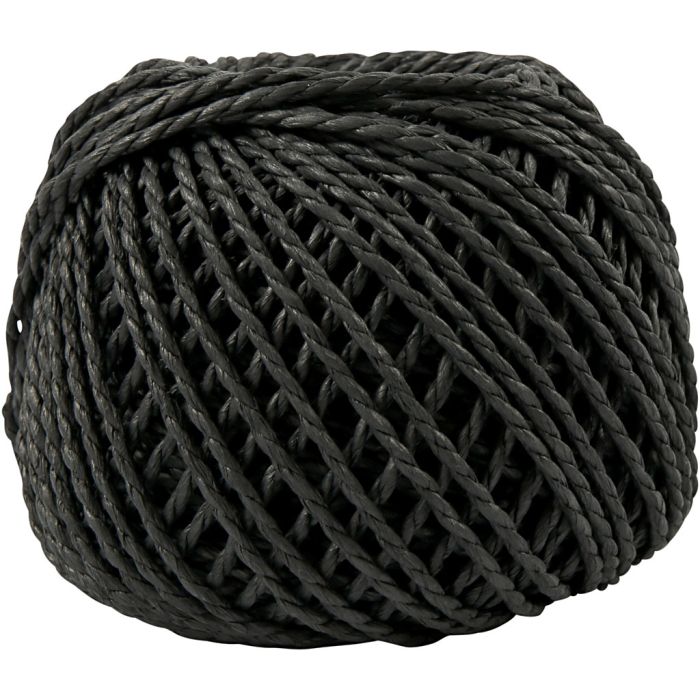 Ficelle de Papier, ép. 2,5-3 mm, noir, 150 gr, 40 m/ 1 boule