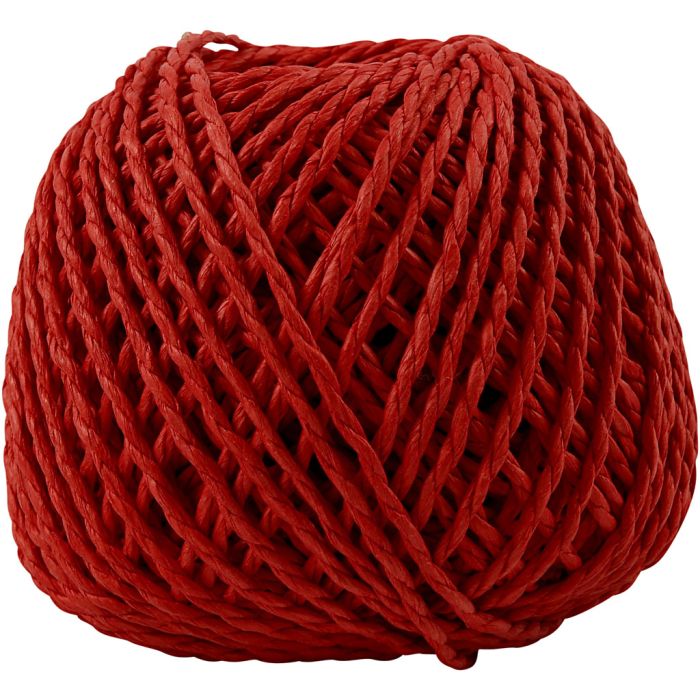 Ficelle de Papier, ép. 2,5-3 mm, rouge, 150 gr, 40 m/ 1 boule