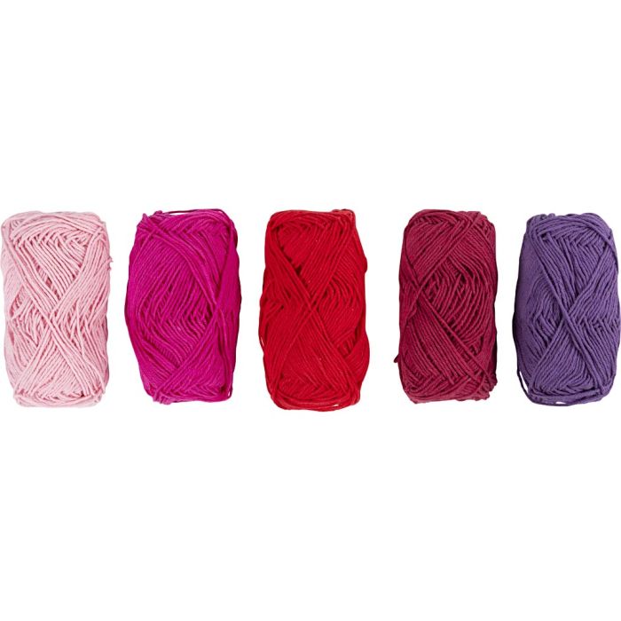 Fil de coton, dim. 8/4, L : 5x50 m, harmonie violet/rose, 5x20 gr/ 1 Pq.