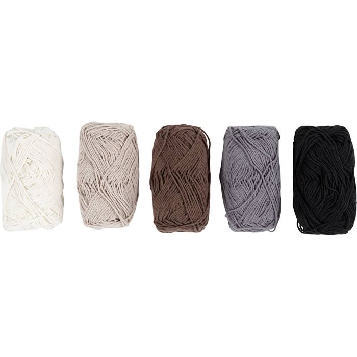 Fil de coton, dim. 8/4, L : 5x50 m, Couleurs naturelles, 5x20 gr/ 1 Pq.