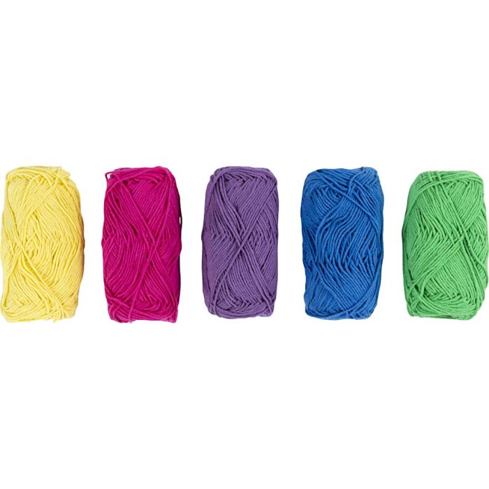 Fil de coton, dim. 8/4, L : 5x50 m, multicolore, 5x20 gr/ 1 Pq.
