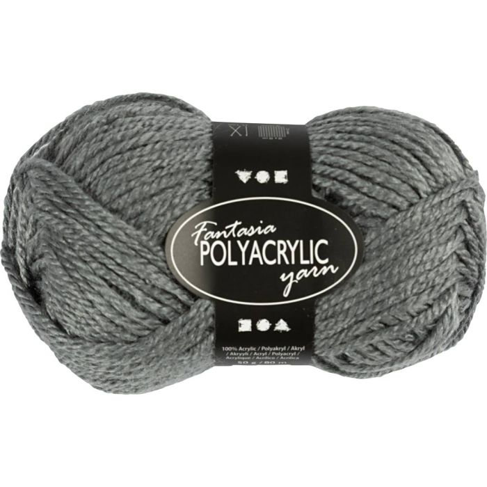 Pelote de laine acrylique Fantasia, L : 80 m, aiguille 4,5-5, gris, 50 gr/ 1 boule