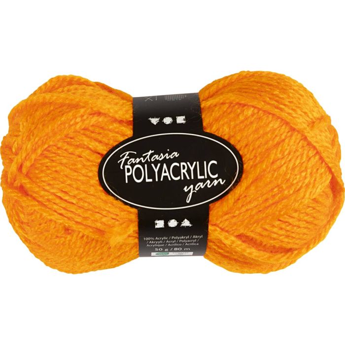 Pelote de laine acrylique Fantasia, L : 80 m, aiguille 4,5-5, orange néon, 50 gr/ 1 boule