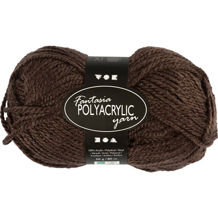 Pelote de laine acrylique Fantasia, L : 80 m, aiguille 4,5-5, brun, 50 gr/ 1 boule