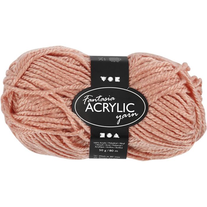 Pelote de laine acrylique Fantasia, L : 80 m, beige, 50 gr/ 1 boule