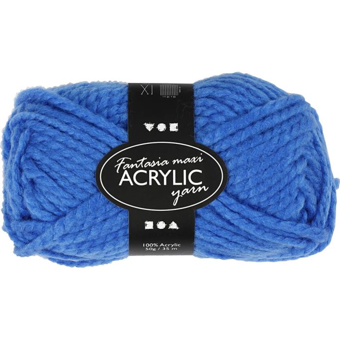 Pelote de Laine Acrylique Fantasia, L : 35 m, aiguille 9-10, bleu, 50 gr/ 1 boule