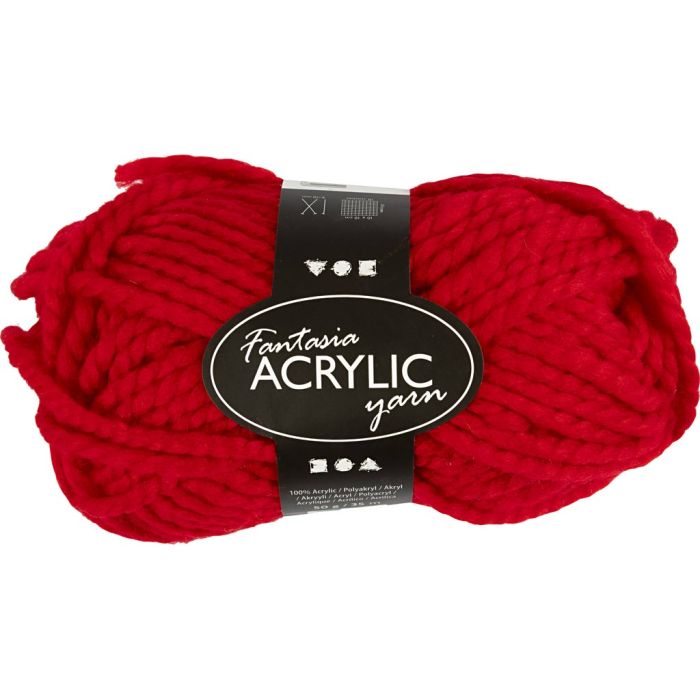 Pelote de Laine Acrylique Fantasia, L : 35 m, aiguille 9-10, rouge, 50 gr/ 1 boule