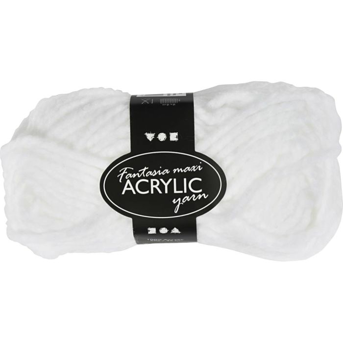 Pelote de Laine Acrylique Fantasia, L : 35 m, aiguille 9-10, blanc, 50 gr/ 1 boule