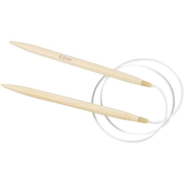 Aiguilles à tricoter circulaires, L : 80 cm, dim. 8 mm, 1 pièce