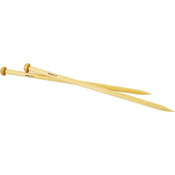 Aiguilles à tricoter, L : 35 cm, dim. 12 mm, 1 paire