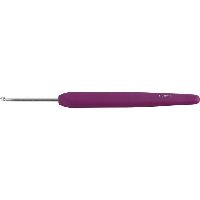 Crochet, dim. 3, L : 13,3 cm, dim. 3 mm, violet, 1 pièce