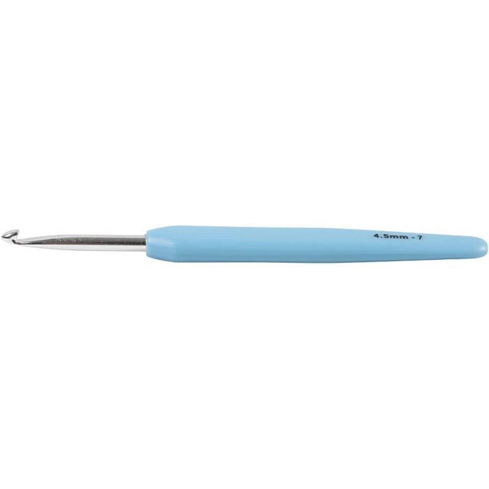 Crochet, dim. 4,5, L : 13,3 cm, dim. 4,5 mm, bleu clair, 1 pièce