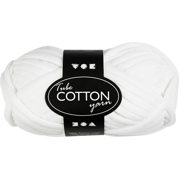 Tube de laine, L : 45 m, aiguille 10-12, blanc, 100 gr/ 1 boule