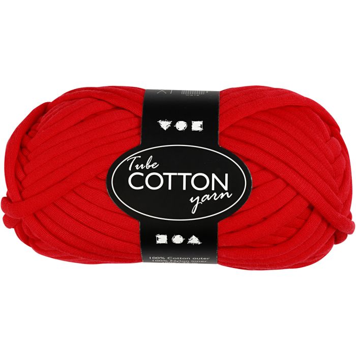 Tube de laine, L : 45 m, aiguille 10-12, rouge, 100 gr/ 1 boule