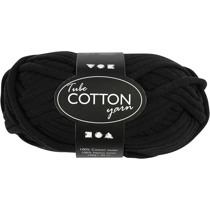 Tube de laine, L : 45 m, aiguille 10-12, noir, 100 gr/ 1 boule