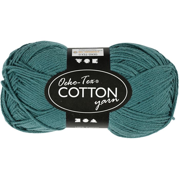 Fil de coton, dim. 8/4, L : 170 m, aiguille 3-3,5, pétrole, 50 gr/ 1 boule