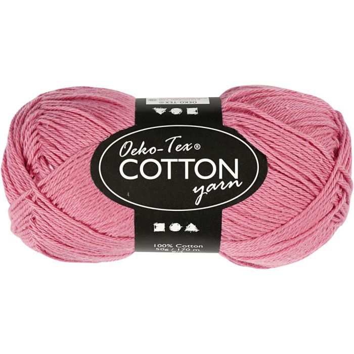 Fil de coton, dim. 8/4, L : 170 m, aiguille 3-3,5, rose foncé, 50 gr/ 1 boule