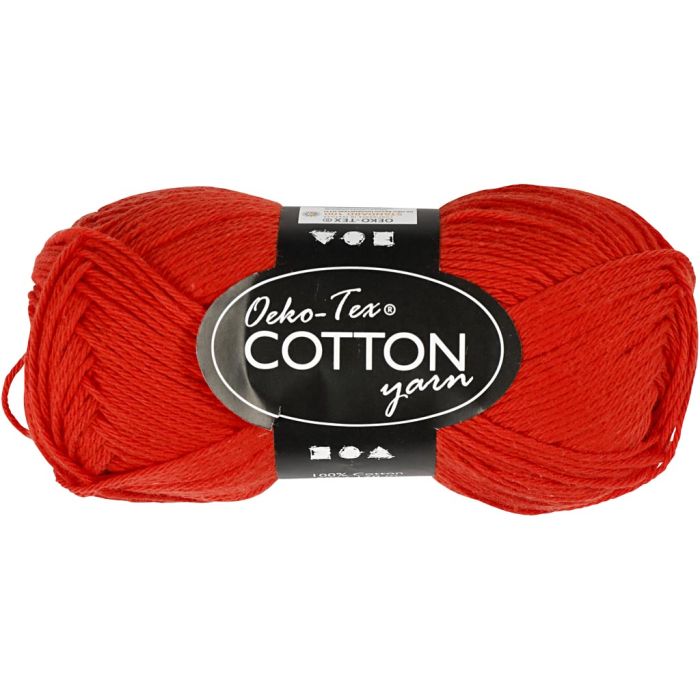 Fil de coton, dim. 8/4, L : 170 m, aiguille 3-3,5, rouge, 50 gr/ 1 boule