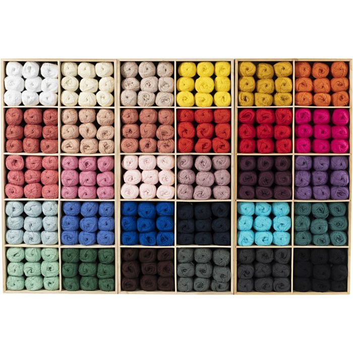 Fil de coton, ass. de couleurs, 360 boule/ 1 Pq.