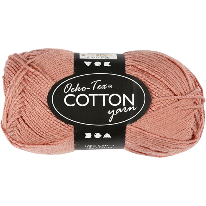 Fil de coton, dim. 8/4, L : 170 m, aiguille 3-3,5, rose antique, 50 gr/ 1 boule