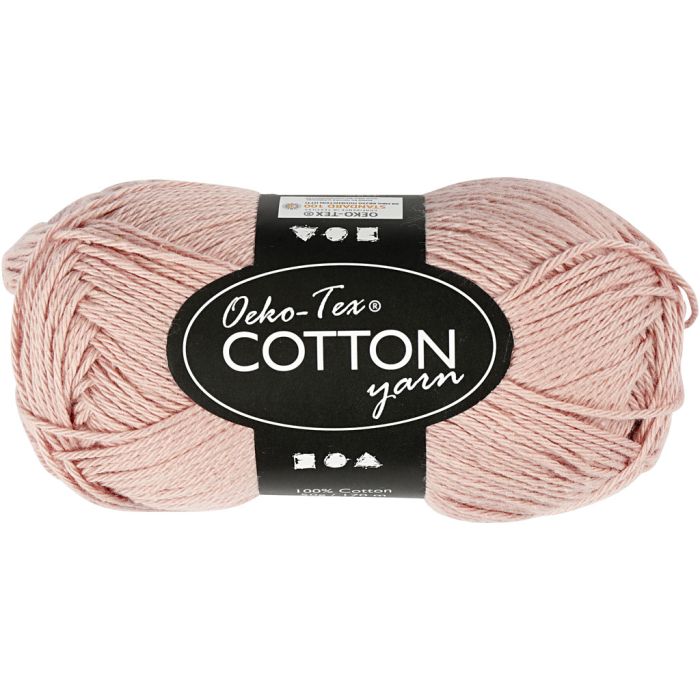 Fil de coton, dim. 8/4, L : 170 m, aiguille 3-3,5, beige, 50 gr/ 1 boule