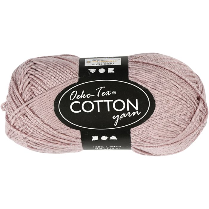 Fil de coton, dim. 8/4, L : 170 m, aiguille 3-3,5, lavande, 50 gr/ 1 boule