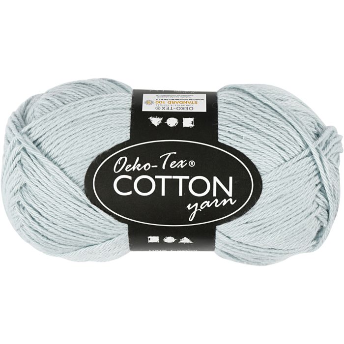 Fil de coton, dim. 8/4, L : 170 m, aiguille 3-3,5, dusty blue, 50 gr/ 1 boule