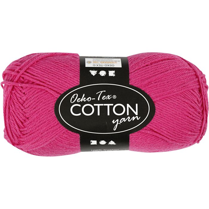 Fil de coton, dim. 8/4, L : 170 m, aiguille 3-3,5, rose, 50 gr/ 1 boule