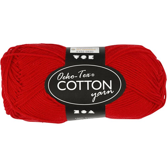 Fil de coton, dim. 8/4, L : 170 m, aiguille 3-3,5, rouge foncé, 50 gr/ 1 boule