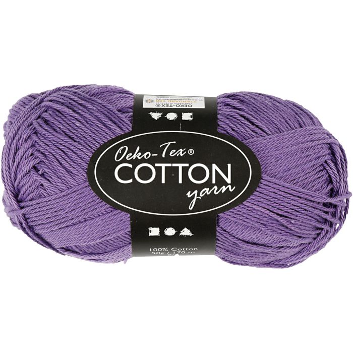 Fil de coton, dim. 8/4, L : 170 m, aiguille 3-3,5, violet, 50 gr/ 1 boule