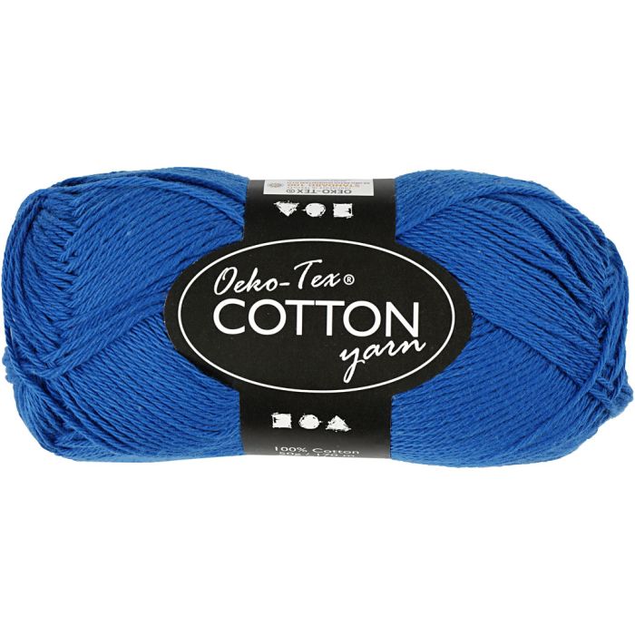 Fil de coton, dim. 8/4, L : 170 m, aiguille 3-3,5, cabalt transparent, 50 gr/ 1 boule