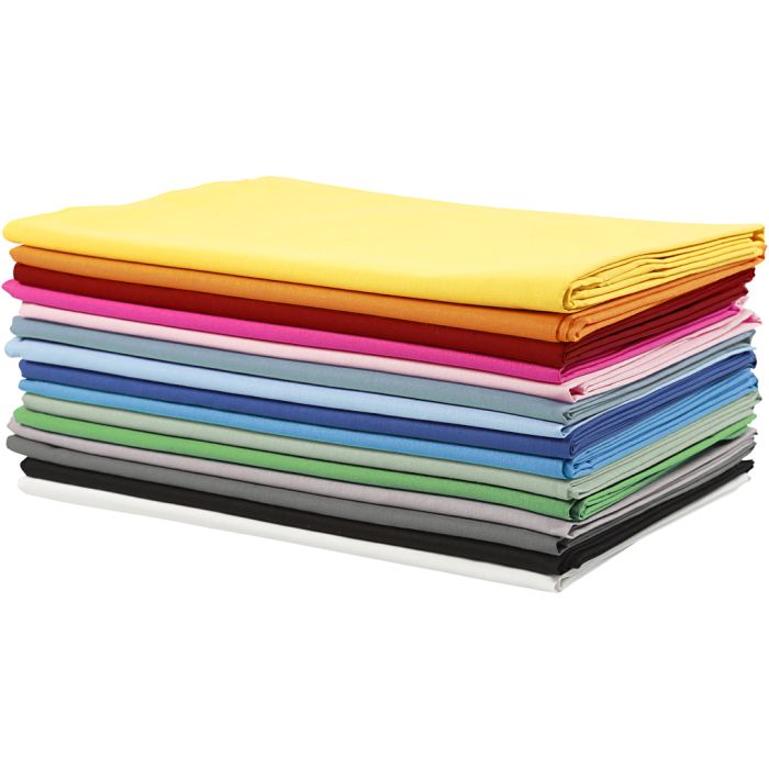 Tissu, L : 145 cm, 140 gr, ass. de couleurs, 15x2 m/ 1 Pq.