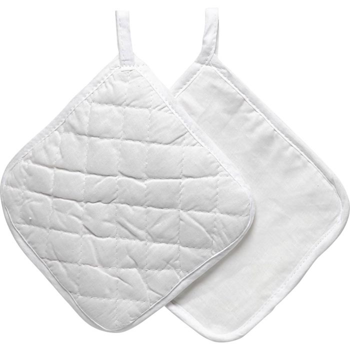 Des maniques, dim. 20x20 cm, 145 gr, blanc, 1 paire/ 1 Pq.