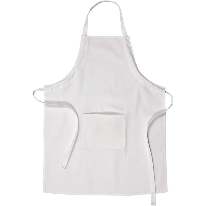 Tablier, L : 84 cm, L : 65 cm, dim. M-XL cm, 210 gr, blanc, 1 pièce