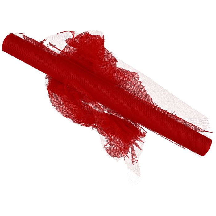 Tulle, L : 50 cm, rouge, 5 m/ 1 rouleau