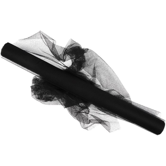 Tulle, L : 50 cm, noir, 5 m/ 1 rouleau